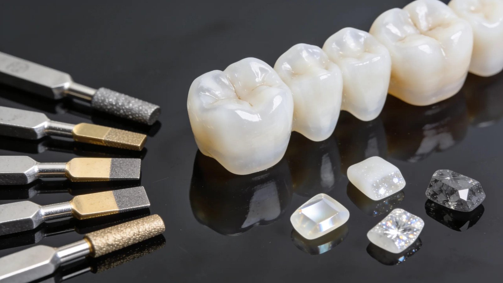 Dental crowns and materials for restorative dentistry, including porcelain and zirconia.