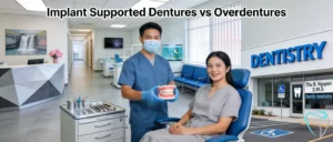 Traditional dentures are removable prosthetics that rest on the gum tissue rather than being anchored