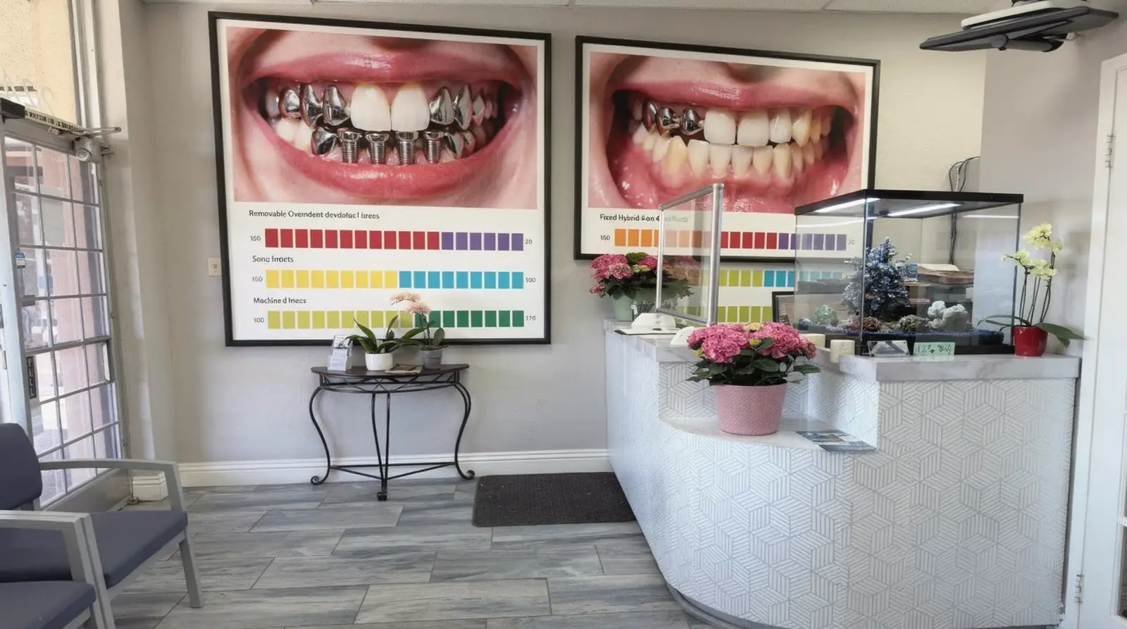 Overdentures snap securely onto implants and are removable, offering a lower cost alternative