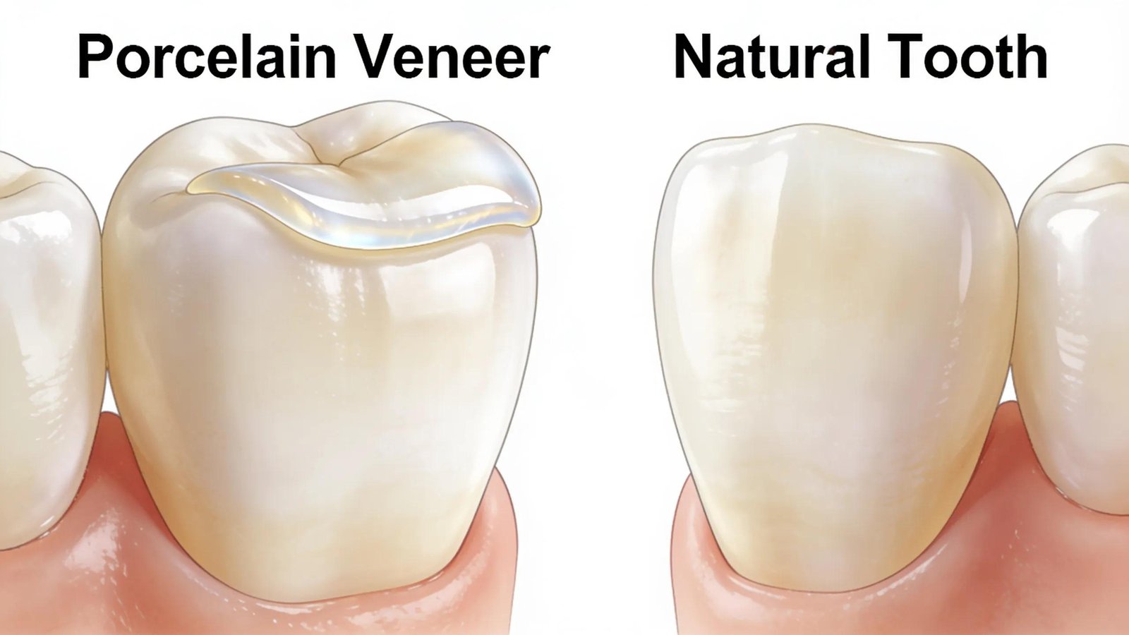 Porcelain veneers are thin, custom-made shells that bond to the front of teeth to improve